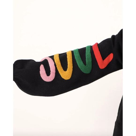 Desigual Estonia Coat Colorful Lettering Sleeves Wool Black Large - Picture 14 of 15